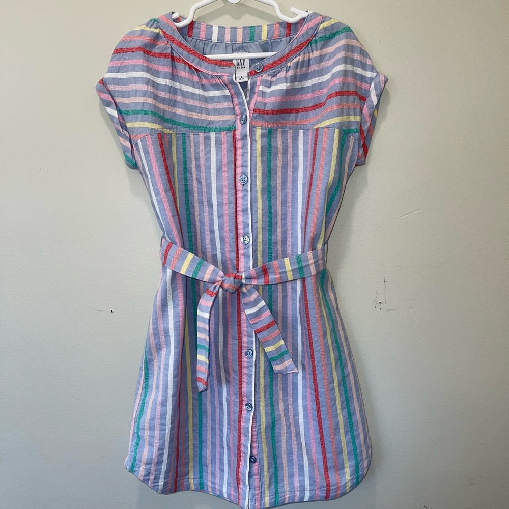 Gap girls seersucker rainbow stripe shirt dress